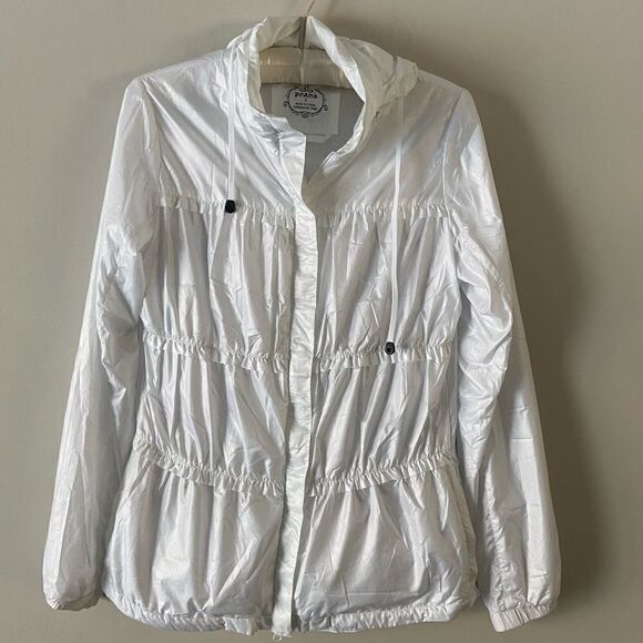 Prana white lightweight hooded zip up jacket sz Small - Picture 1 of 5
